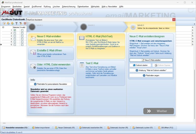 MailOut Professional Newsletterversand auf Windows